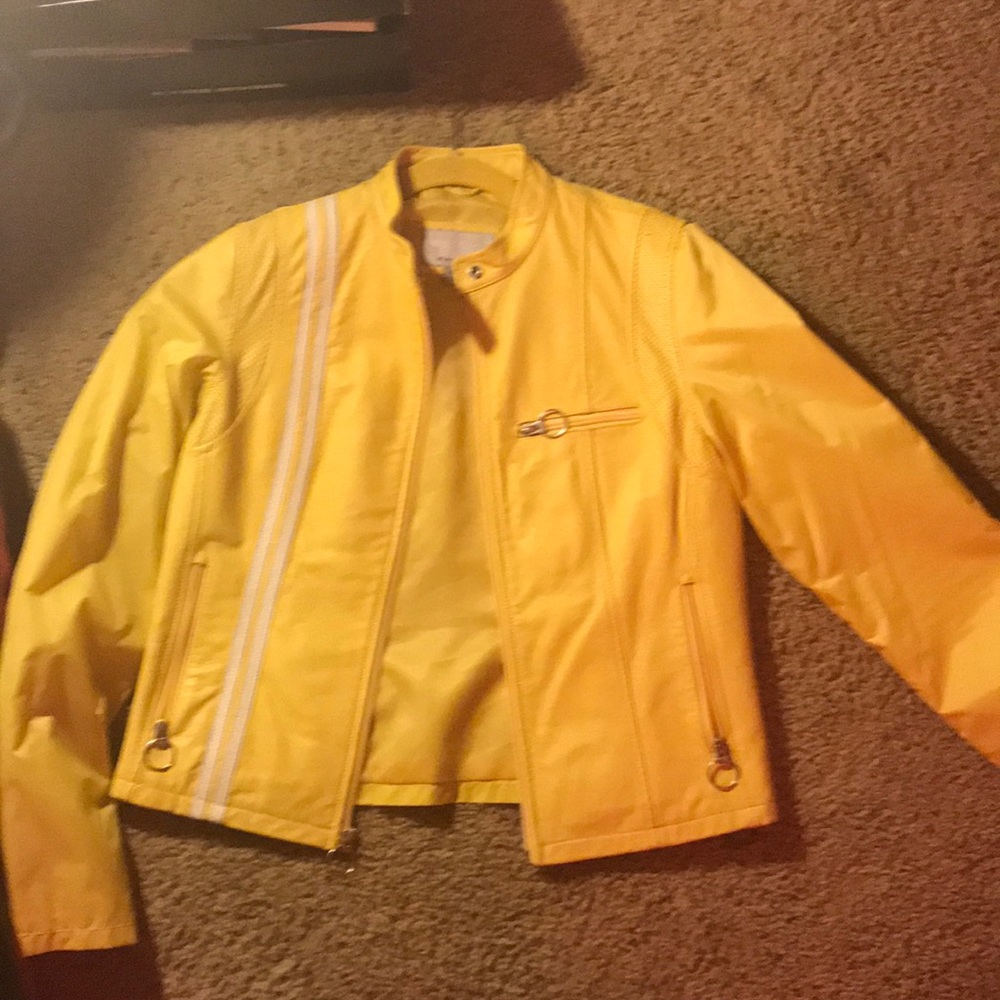 Leather yellow jacket